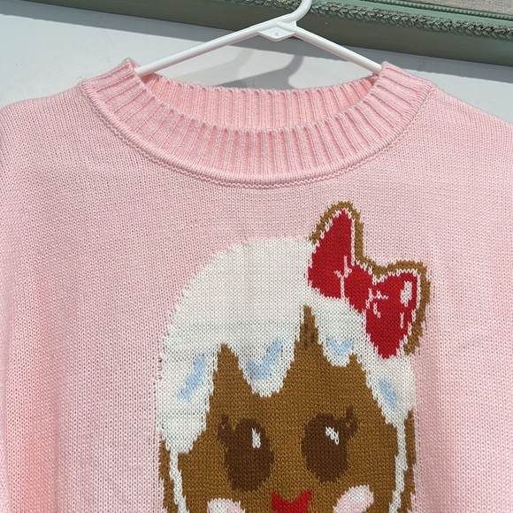 Dolls Kill Pink Gingerbread Cookie Girl Oversized Sweater Womens size xs/s new - Picture 3 of 6